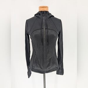 Lululemon Hooded Define Jacket Shine Radiate Foil Print Black Womens Size 6